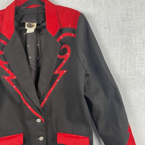 VTG Western Collection Men’s Jacket X-Large Red Suede Black Rhinestone Studded - Picture 8 of 15